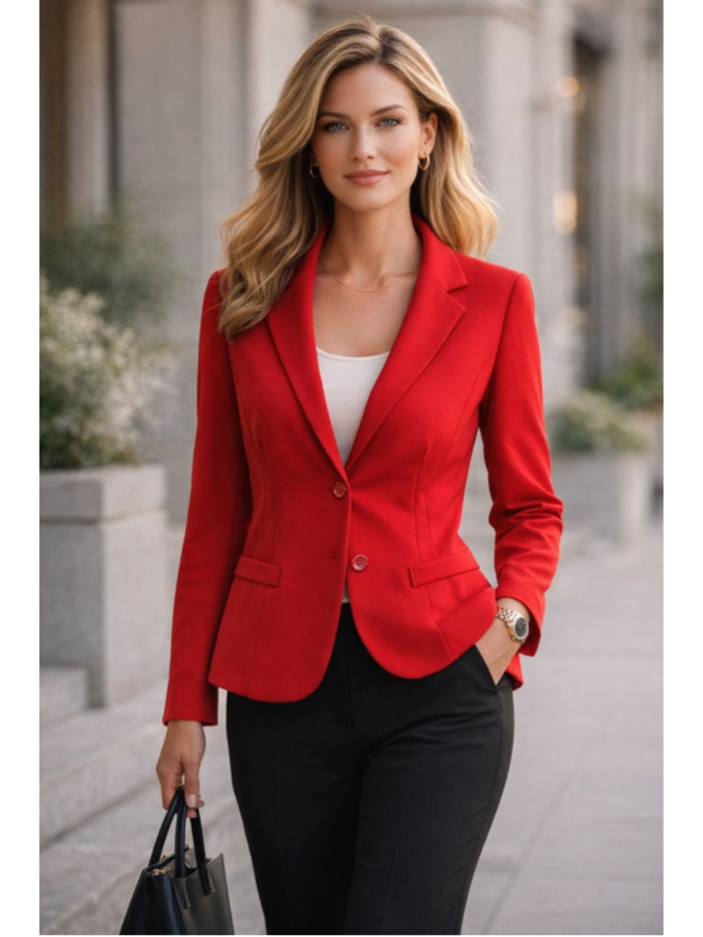 Joseph Ribkoff Blazer Women’s L Tailored Stretch Career Statement Classic Red